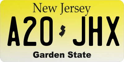 NJ license plate A20JHX