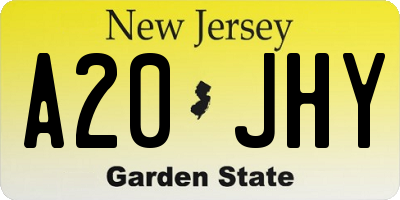 NJ license plate A20JHY
