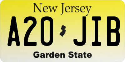 NJ license plate A20JIB