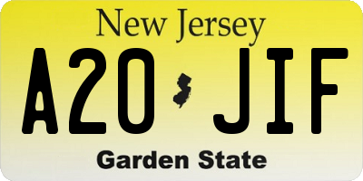 NJ license plate A20JIF