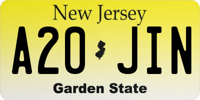NJ license plate A20JIN