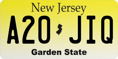 NJ license plate A20JIQ