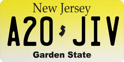 NJ license plate A20JIV