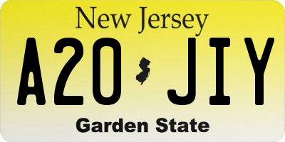 NJ license plate A20JIY