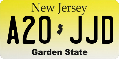 NJ license plate A20JJD