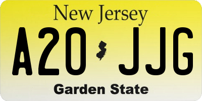 NJ license plate A20JJG