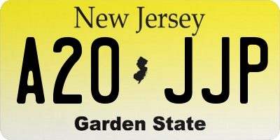 NJ license plate A20JJP