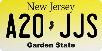 NJ license plate A20JJS