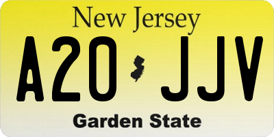 NJ license plate A20JJV