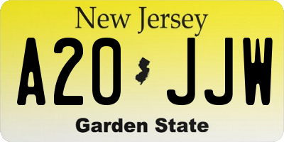NJ license plate A20JJW
