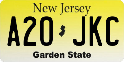 NJ license plate A20JKC