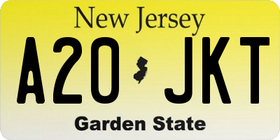 NJ license plate A20JKT