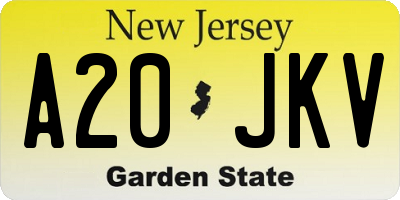 NJ license plate A20JKV