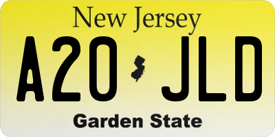 NJ license plate A20JLD