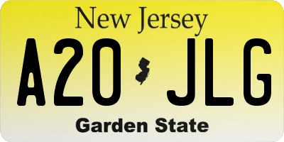 NJ license plate A20JLG