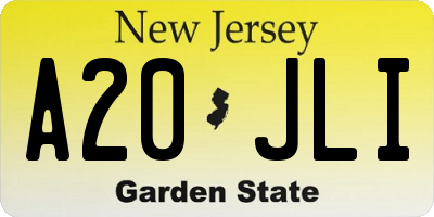 NJ license plate A20JLI
