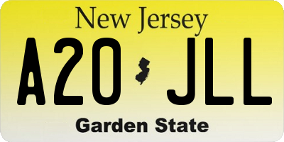 NJ license plate A20JLL
