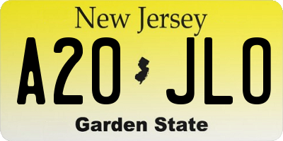 NJ license plate A20JLO
