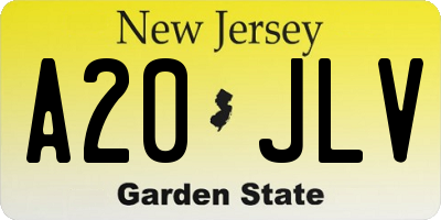 NJ license plate A20JLV