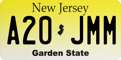 NJ license plate A20JMM