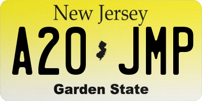 NJ license plate A20JMP