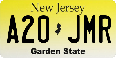 NJ license plate A20JMR