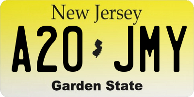 NJ license plate A20JMY