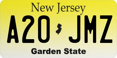 NJ license plate A20JMZ