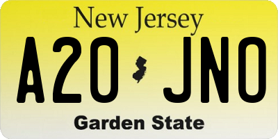 NJ license plate A20JNO