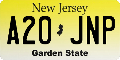 NJ license plate A20JNP