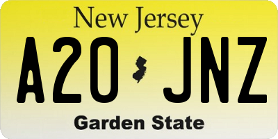 NJ license plate A20JNZ