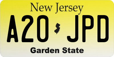 NJ license plate A20JPD