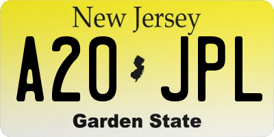 NJ license plate A20JPL