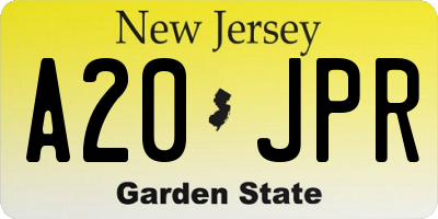 NJ license plate A20JPR