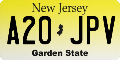 NJ license plate A20JPV