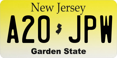 NJ license plate A20JPW