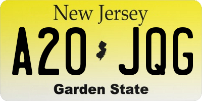 NJ license plate A20JQG