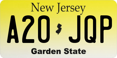 NJ license plate A20JQP