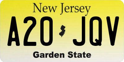 NJ license plate A20JQV