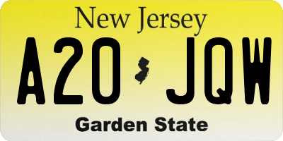 NJ license plate A20JQW