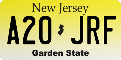 NJ license plate A20JRF