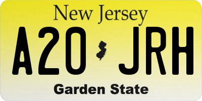NJ license plate A20JRH