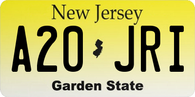 NJ license plate A20JRI