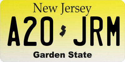 NJ license plate A20JRM