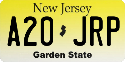 NJ license plate A20JRP