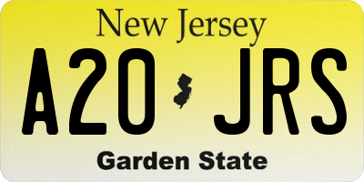 NJ license plate A20JRS
