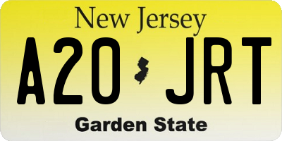 NJ license plate A20JRT