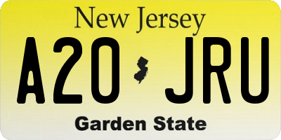 NJ license plate A20JRU