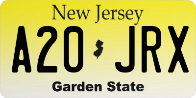 NJ license plate A20JRX