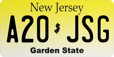 NJ license plate A20JSG
